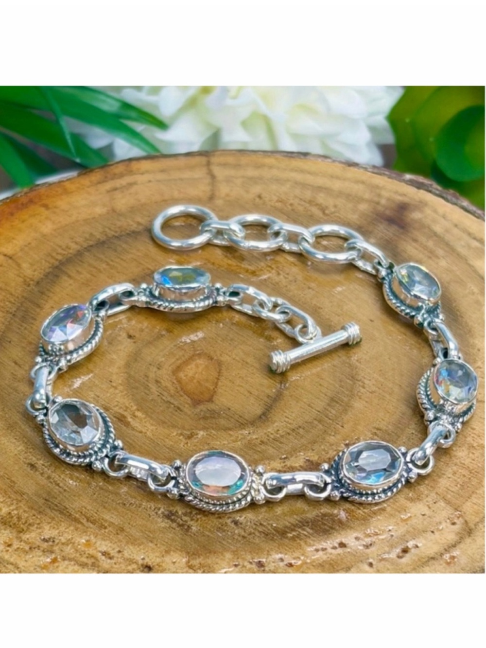 Boho Southwest Mystic Topaz Bracelet Boho Vintage Handmade New 925